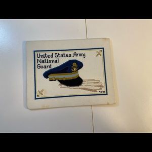 national guard cross stitch embroidered 5x7 USA